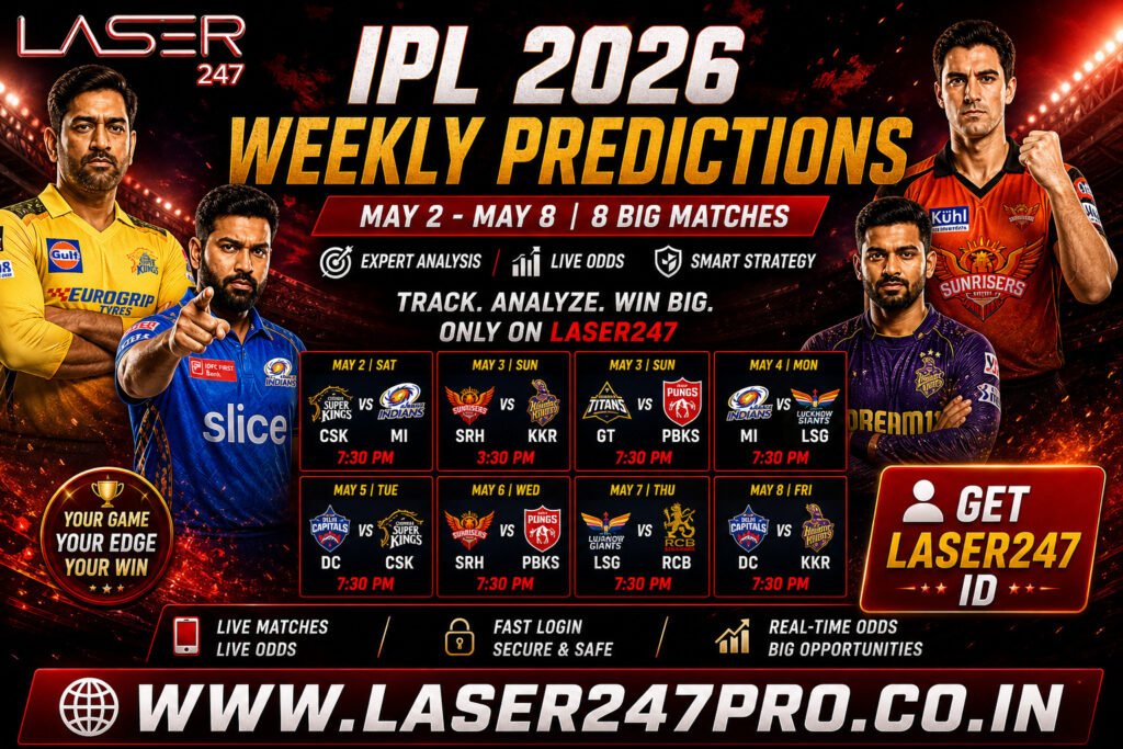 Laser247 IPL 2026 Weekly Match Predictions on (May 2 – May 8)